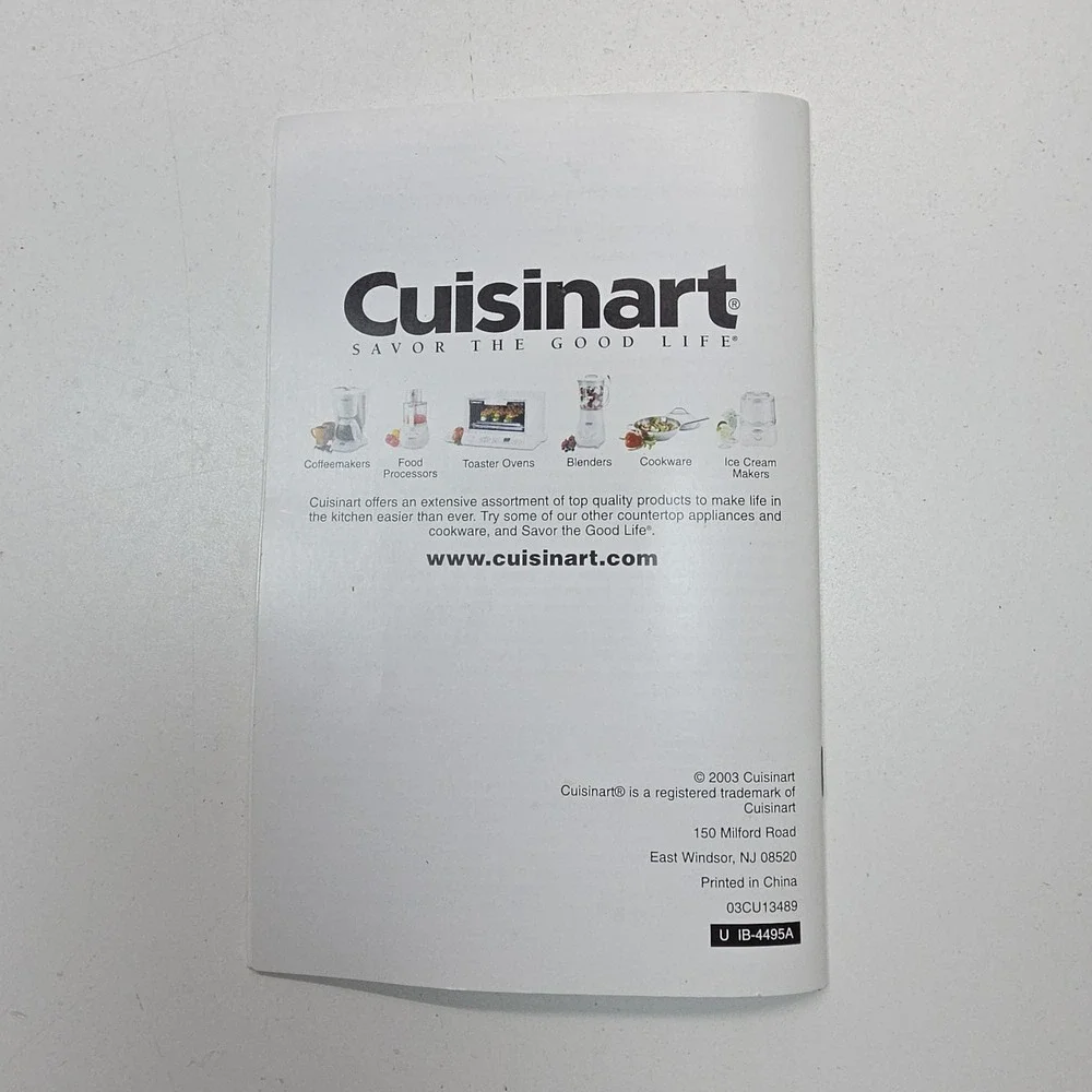 Cuisinart Handy Prep‎ 3-Cup Food Processor DFP-3 Instruction and Recipe Booklet